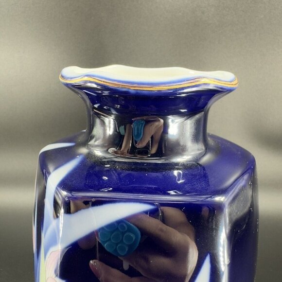 Pier 1 Imports Porcelain Cobalt Blue Vase Vessel Japanese Ceramic Vase VTG - Picture 5 of 12